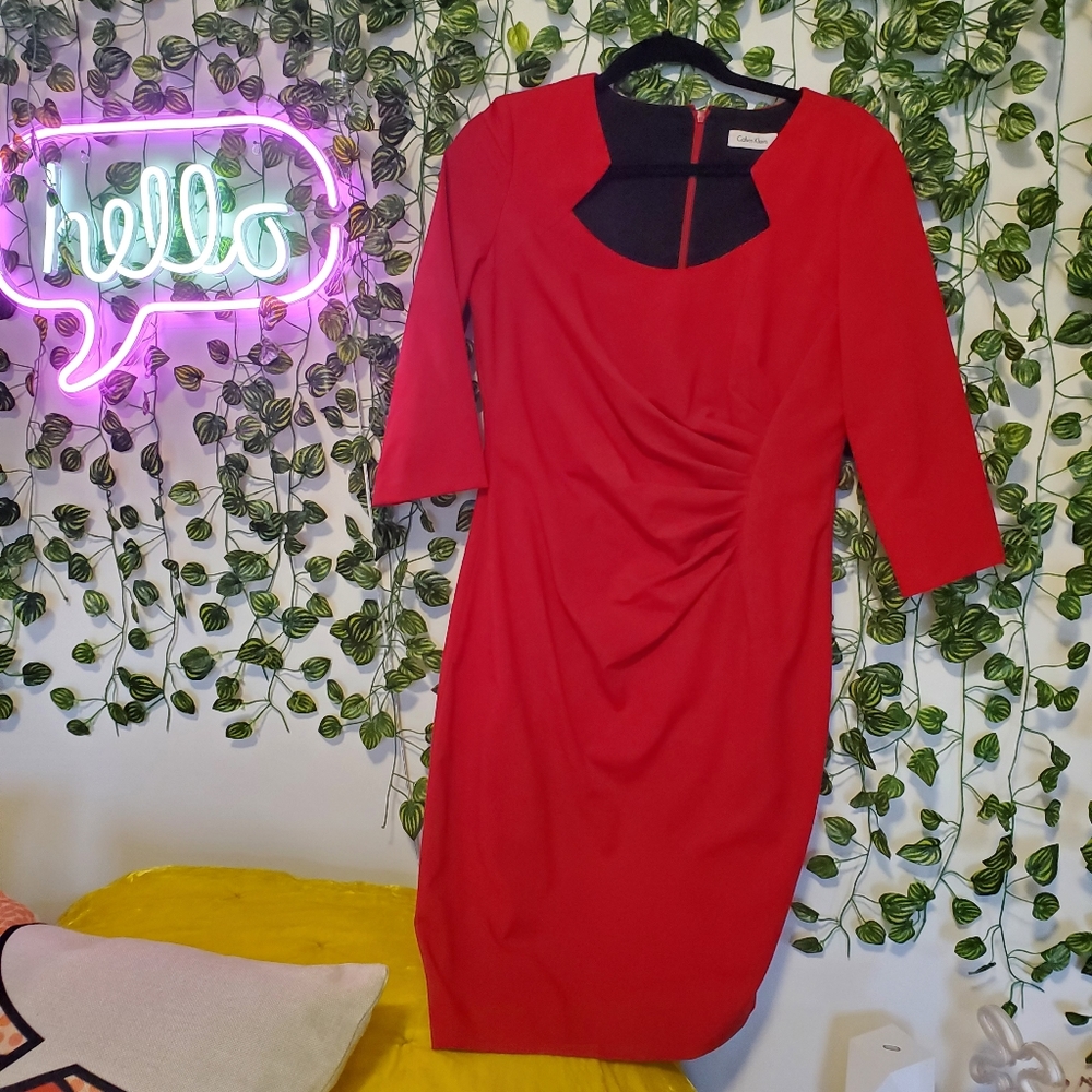 Calvin Klein fitted red dress